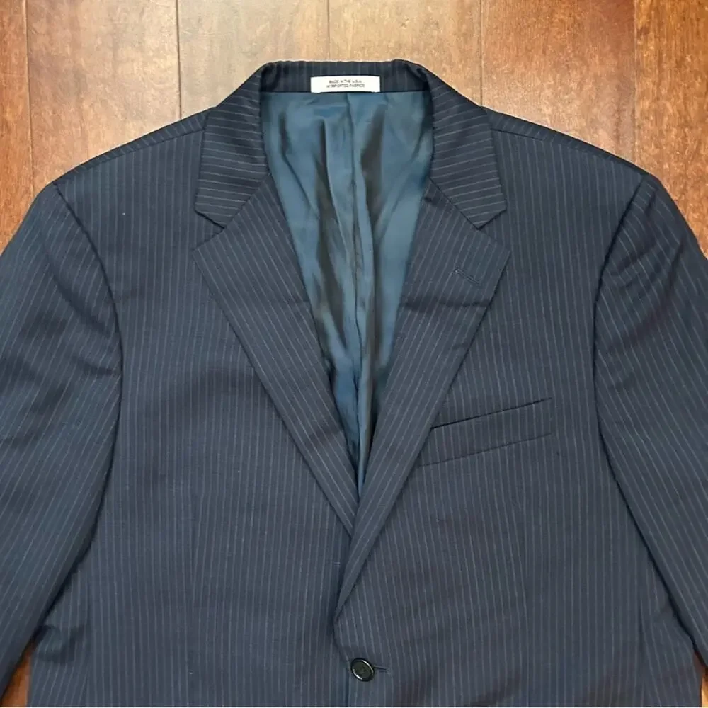 Hickey Freeman Men’s Blue Pin Stripe Blazer 100% Wool, Size 42 R